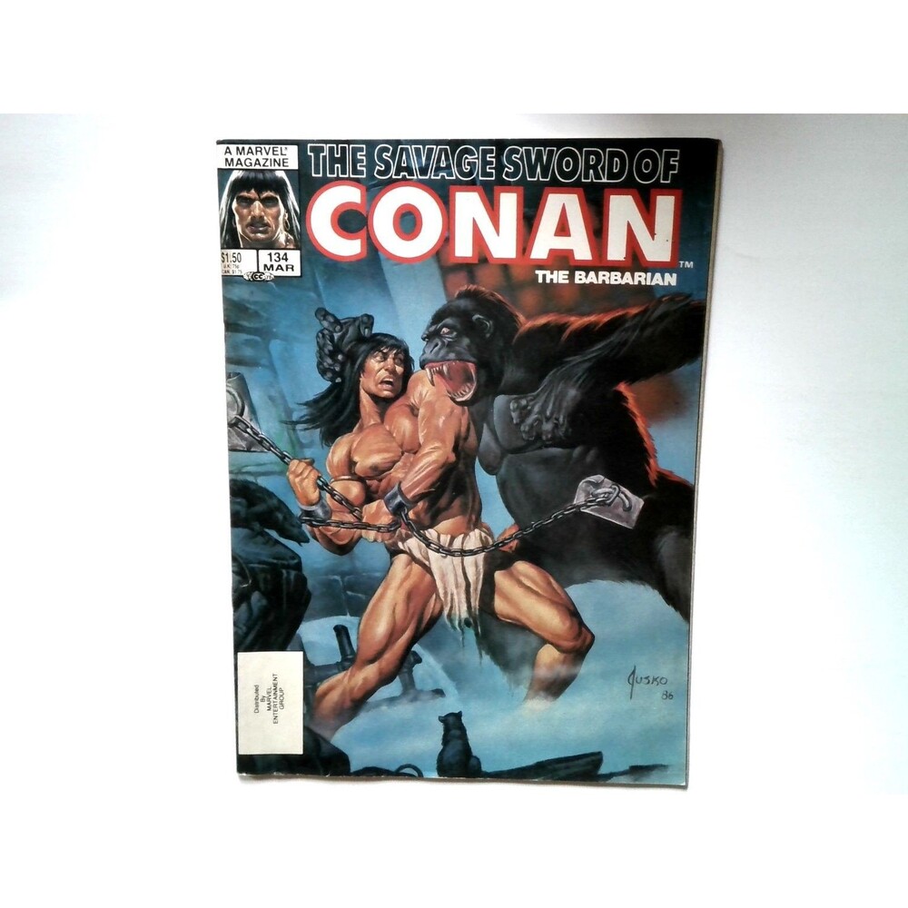 The Savage Sword of Conan The Barbarian #134 Marvel 1986 Jusko Cover Stains Tear